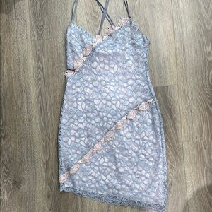 Topshop lavender lace dress with pink trim 6